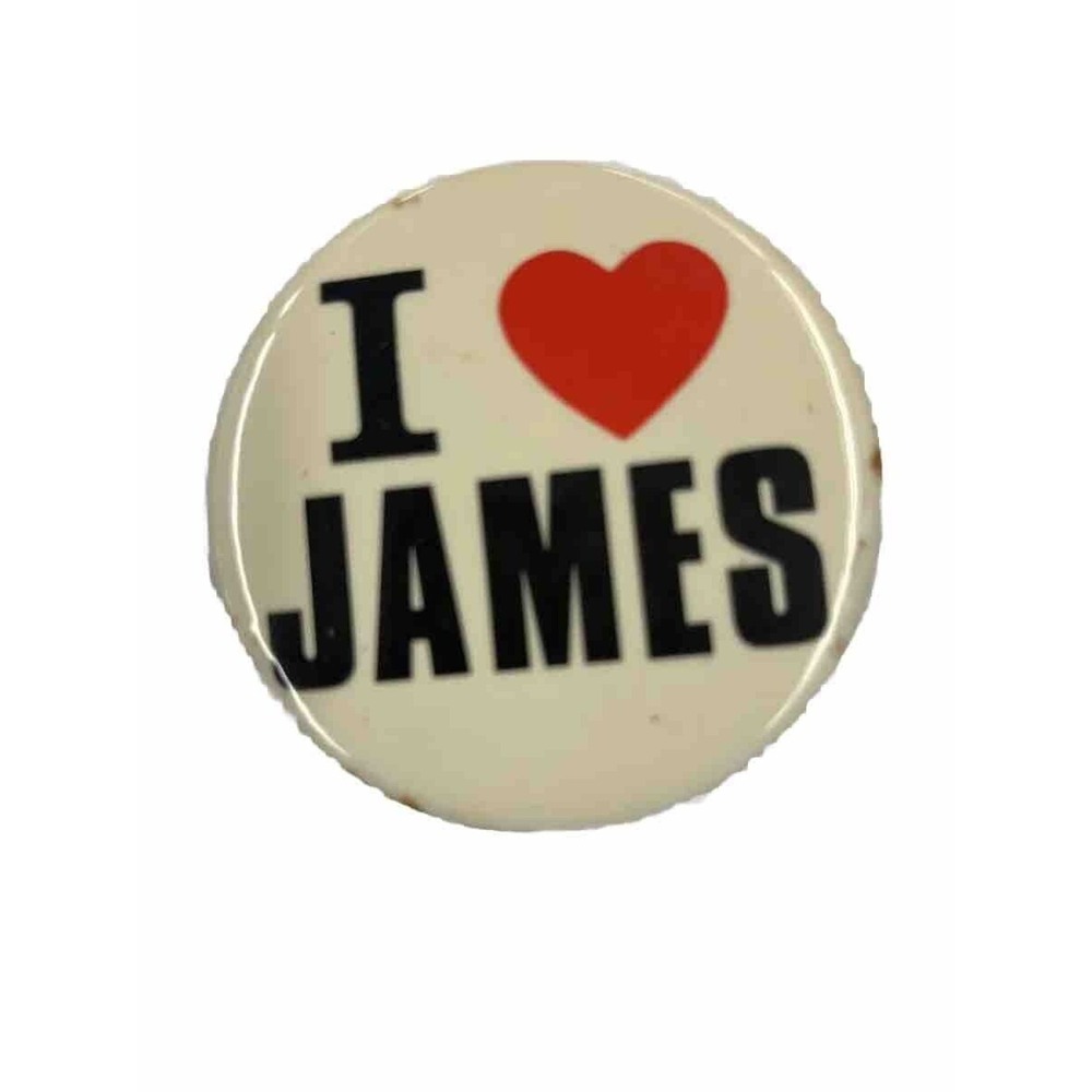 I Love James‎ Vintage 1980s Pinback Button